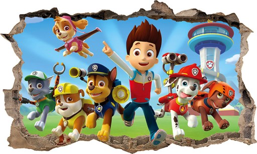 Naklejka Plakat PSI PAW PATROL 3D XXL + GRATIS