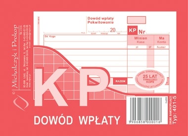 DRUK KP dowód wpłaty A6 401-5 80k