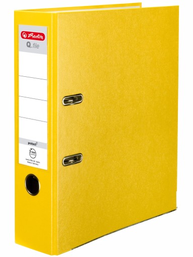 SEGREGATOR DŹWIGNIOWY biurowy z okuciem HERLITZ A4 80mm 8cm Q.file ŻÓŁTY