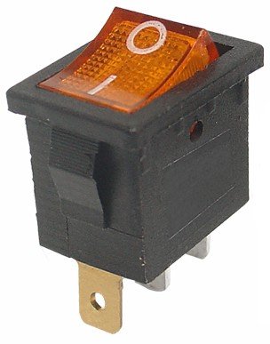 Przełącznik klawisz ŻÓŁTY 3pin 230V on-off (0567c