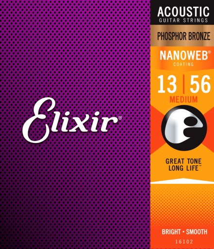 Elixir 16102 NanoWeb Phosphor Bronze 13-56 struny