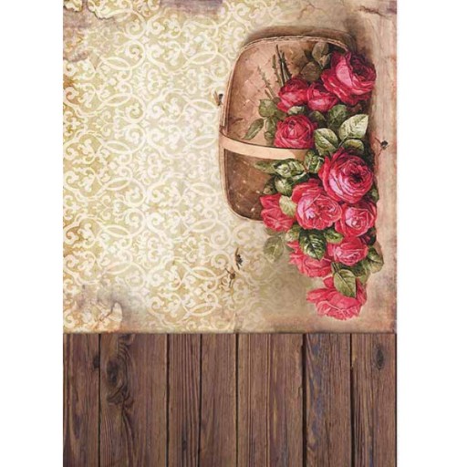 Papier ryżowy A4 R1383 - Deska i róże