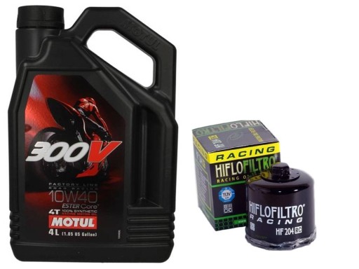 Olej MOTUL 300V 10 W 40 4L + filtr Hiflo Racing