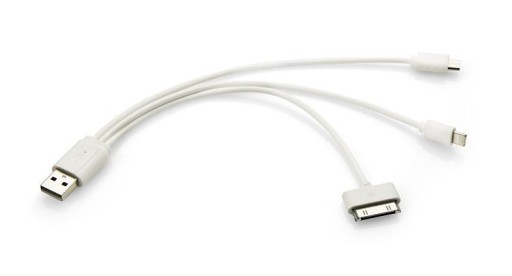 KABEL USB do ŁADOWARKI 3w1 microUSB iPhone 4 i 5