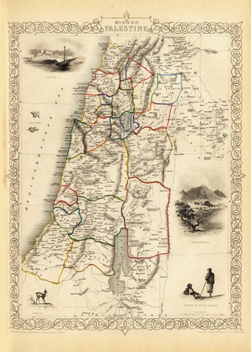 PALESTYNA IZRAEL Jafa mapa ilustrowana 1851 r.