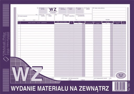 385-1 WZ Wydanie Materiału Na Zewnątrz A4 80K