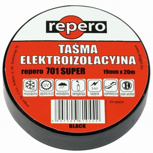 TAŚMA IZOLACYJNA CZARNA KEMOT 10yd