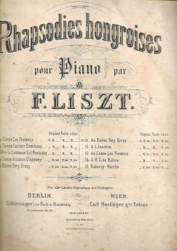 Liszt F. - RHAPSODIES HONGROISES POUR PIANO