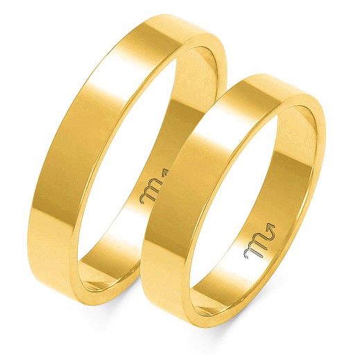 ZŁOTE 14K ŚLUBNE OBRĄCZKI PŁASKIE 4,0 mm id A-112
