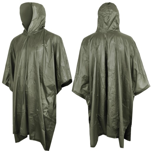 poncho 215g przeciwdeszczowe olive zielone lekkie sztormiak kapturem khaki