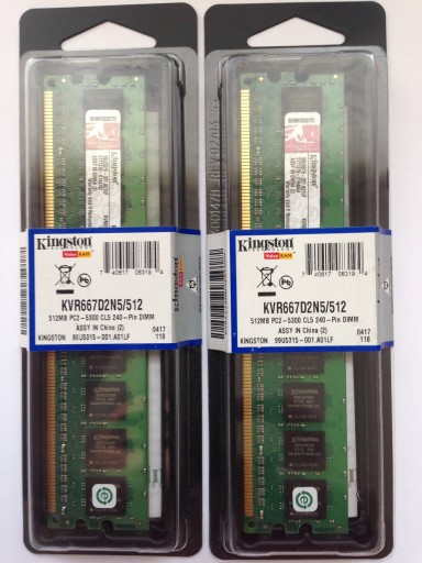PAMIĘĆ RAM 1GB 2x512MB DDR2 DIMM DO PC 667MHz 5300