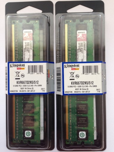 PAMIĘĆ RAM 1GB 2x512MB DDR2 DIMM DO PC 667MHz 5300