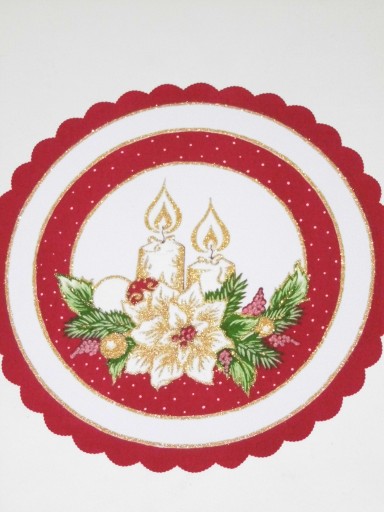 SERWETA ŚWIĄTECZNA OKRĄGŁA - 35 x 35 cm - BORDO + ZŁOTY BROKAT