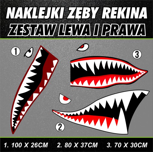 Naklejki zestaw zęby rekina SZCZĘKI SHARK JAWS !!