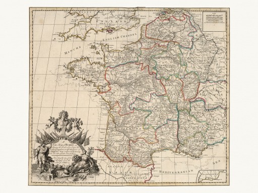 FRANCJA bogato zdobiona mapa Senex 1721