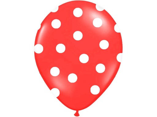 Balony 30cm w kropki groszki balon CZERWONO BIAŁE