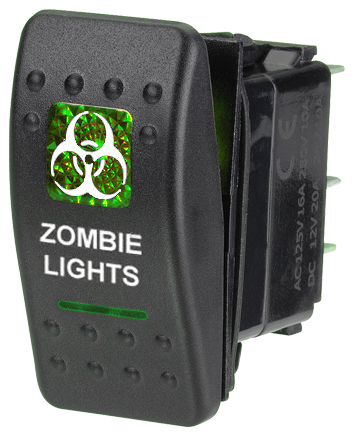 CARLING PRZELACZNIK IP68 WLACZNIK LED 12-24V 20A ZIELONY ZOMBIE LIGHTS