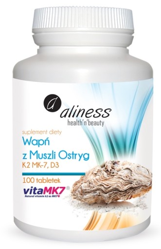WAPŃ Z MUSZLI OSTRYG + K2 MK7 + D3 100tab aliness