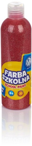 Farba szkolna ASTRA brokatowa 250 ml czerwona