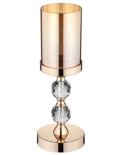 Świecznik Szklany Lampion Glamour 2 Kryształ. Gold