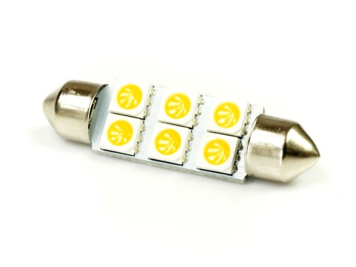 C5W 6 LED ŻARÓWKA SMD 5050 BIAŁA CIEPŁA 36 mm