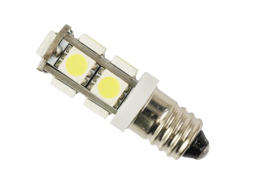 Żarówka LED gwint E10 9 SMD 5050 biała zimna 12V