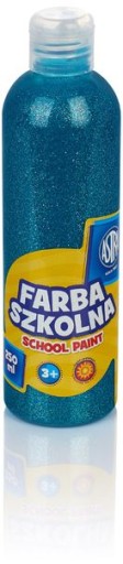 Farba szkolna ASTRA brokatowa 250 ml turkusowa