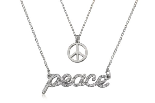 Náhrdelník fashion dvojitý PEACE kryštáliky FN0256