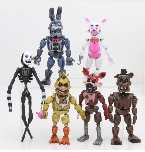 FNAF-Jogo Figura Mini Tijolos para Meninos, Chica Bonnie, Foxy