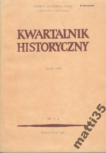 Zdjęcie oferty: Kwartalnik Historyczny Rocznik XCVI nr 3-4