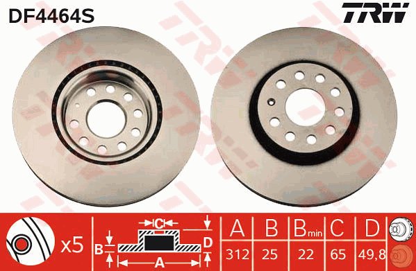 DISCS PADS TRW FRONT - SKODA SUPERB III 312MM photo 2 - milautoparts-fr.ukrlive.com