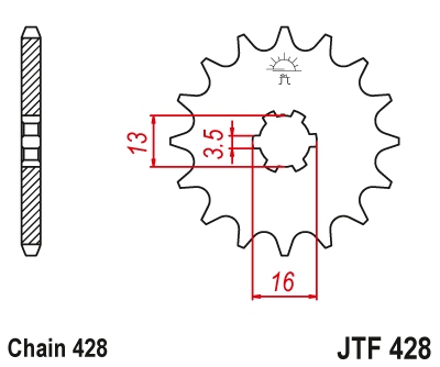 JT PIGNON AVANT 428 15 SUZUKI DR-Z 50 '19-21', DR-Z 70 '08-18', DS/JR/R photo 1 - milautoparts-fr.ukrlive.com