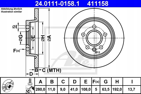 DISQUES SABOTS DE FREIN ATE ARRIÈRE - VOLVO C30 C70 II S40 II photo 2 - milautoparts-fr.ukrlive.com