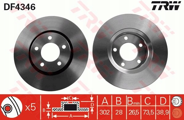 DISCS PADS TRW FRONT - CHRYSLER VOYAGER 302MM photo 2 - milautoparts-fr.ukrlive.com