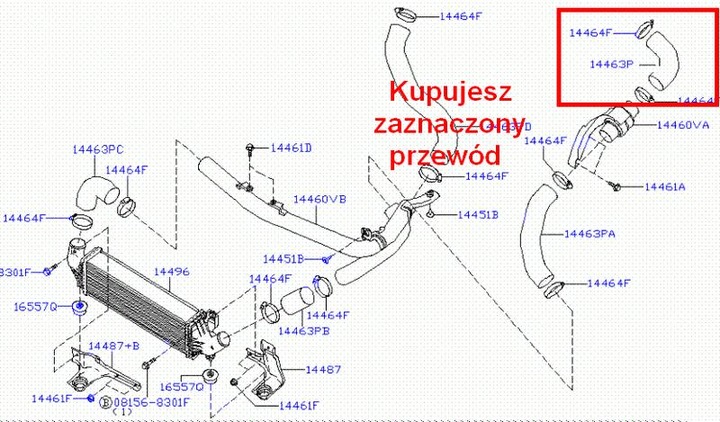 NISSAN PRIMERA P12 1,9 DCI TUBE JUNCTION PIPE CABLE TURBO INTERKULERA 14463AW300 photo 4 - milautoparts-fr.ukrlive.com