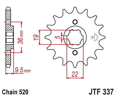 PINION GEAR FRONT JT JTF337.12 12Z SIZE 520 photo 3 - milautoparts-fr.ukrlive.com