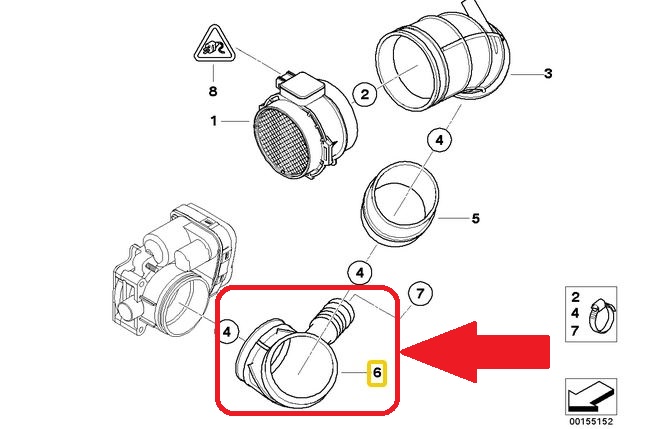 TUBE RUBBER CONSUMPTION INDICATOR BMW 3 E46 325I, 325CI 330 photo 6 - milautoparts-fr.ukrlive.com