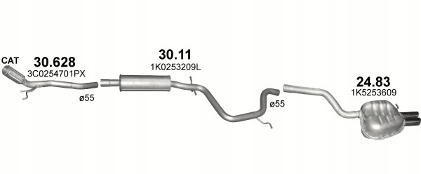 SILENCER END SKODA OCTAVIA II +VW JETTA +GOLF V VARIANT 1,9+2,0TDI+ZESTAW photo 2 - milautoparts-fr.ukrlive.com