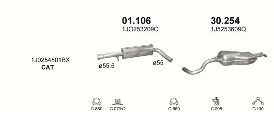 POT D'ÉCHAPEMENT SKODA OCTAVIA SEAT TOLEDO 30.254 photo 6 - milautoparts-fr.ukrlive.com