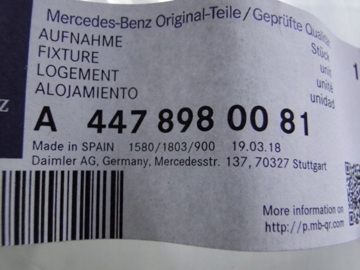 POLYSTYRÈNE COUVERCLES DE COFFRE POIGNÉE ÉLÉVATEUR MERCEDES W447 A4478980081