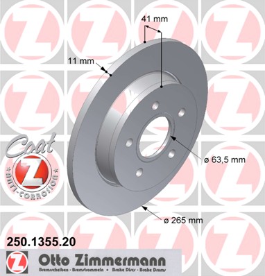 ZIMMERMANN DISCS REAR FOCUS MK2 C-MAX 265MM photo 2 - milautoparts-fr.ukrlive.com