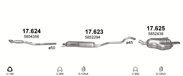 SILENCERS SET +RURA FROM LACZNIKIEM ELAST. OPEL ZAFIRA A POJ.1,8 03-05R. photo 2 - milautoparts-fr.ukrlive.com