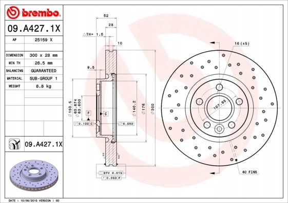 BREMBO XTRA DISCS FRONT VOLVO V70 III 07- 300MM photo 2 - milautoparts-fr.ukrlive.com