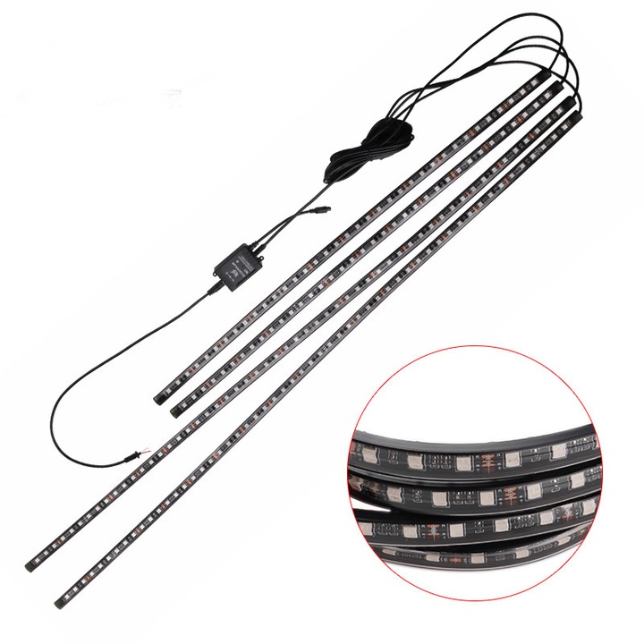 фото №13, Освітлення шасі pod автомобіль led rgb neon 2x60 + 2x90 app блютуз