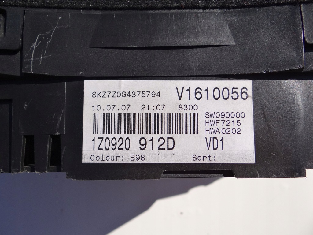 фото №7, Набір індикаторів лічильник приладова панель skoda 1z0920912d