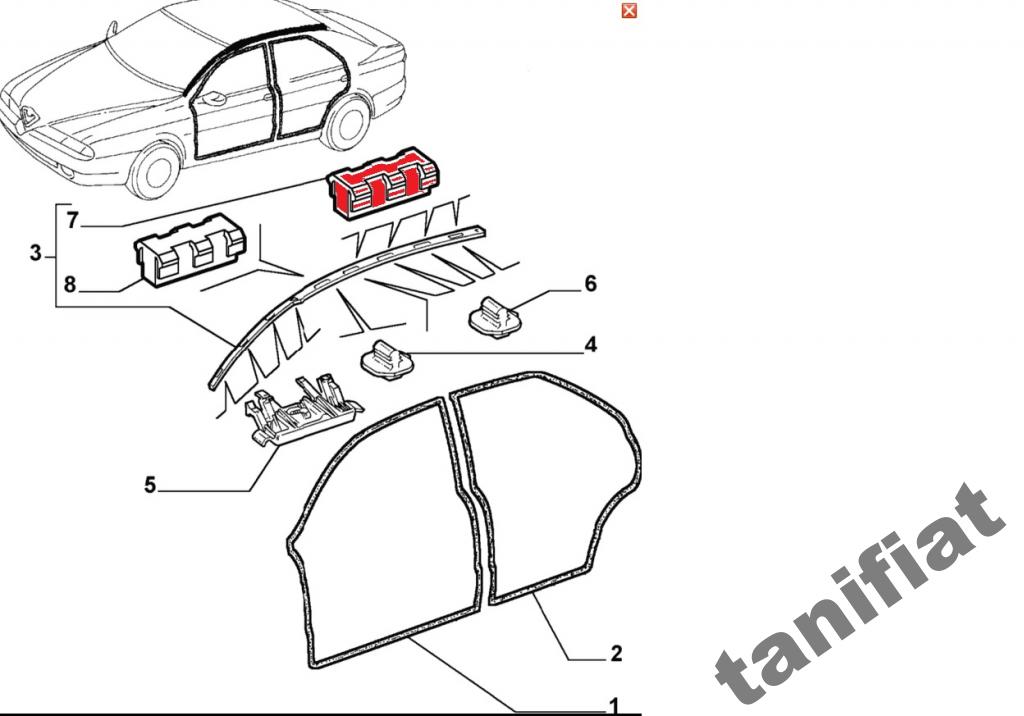 фото №4, Alfa romeo 166 клипса защёлка накладки крыша 882